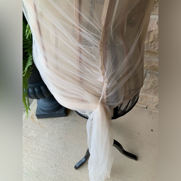 RARE FASHION NOVA Tule Mesh Nude Bustier Corset Draped Top Size Large LIKE NEW - Picture 8 of 16